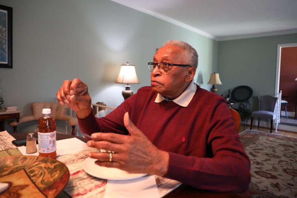 John Crawford remembers back in 1982 when a young man asked him for $300 dollars so that he can finish his senior year in college, reflecting in his Charlotte home on Friday, April 5, 2024. From that moment on, Crawford’s mission was to find money to help poor youth living in public housing who would otherwise not be able to shoulder the hefty cost of attending college.