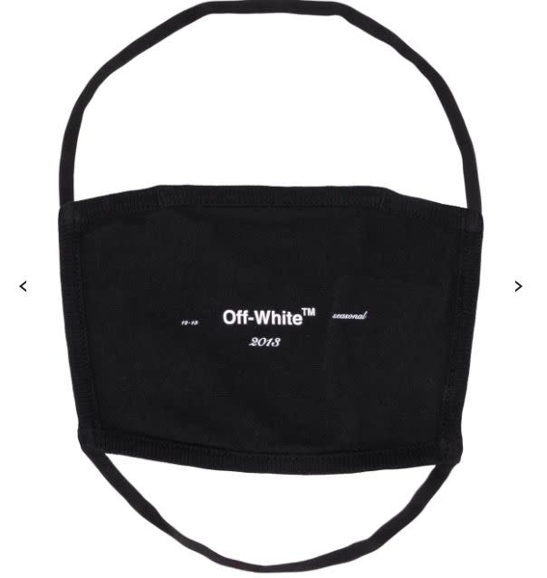 Get <a href="https://www.farfetch.com/shopping/men/off-white-logo-print-face-mask-item-15462146.aspx?fsb=1&amp;size=17&amp;storeid=9336" target="_blank" rel="noopener noreferrer">the Off-White logo print mask from FarFetch for $105 </a>