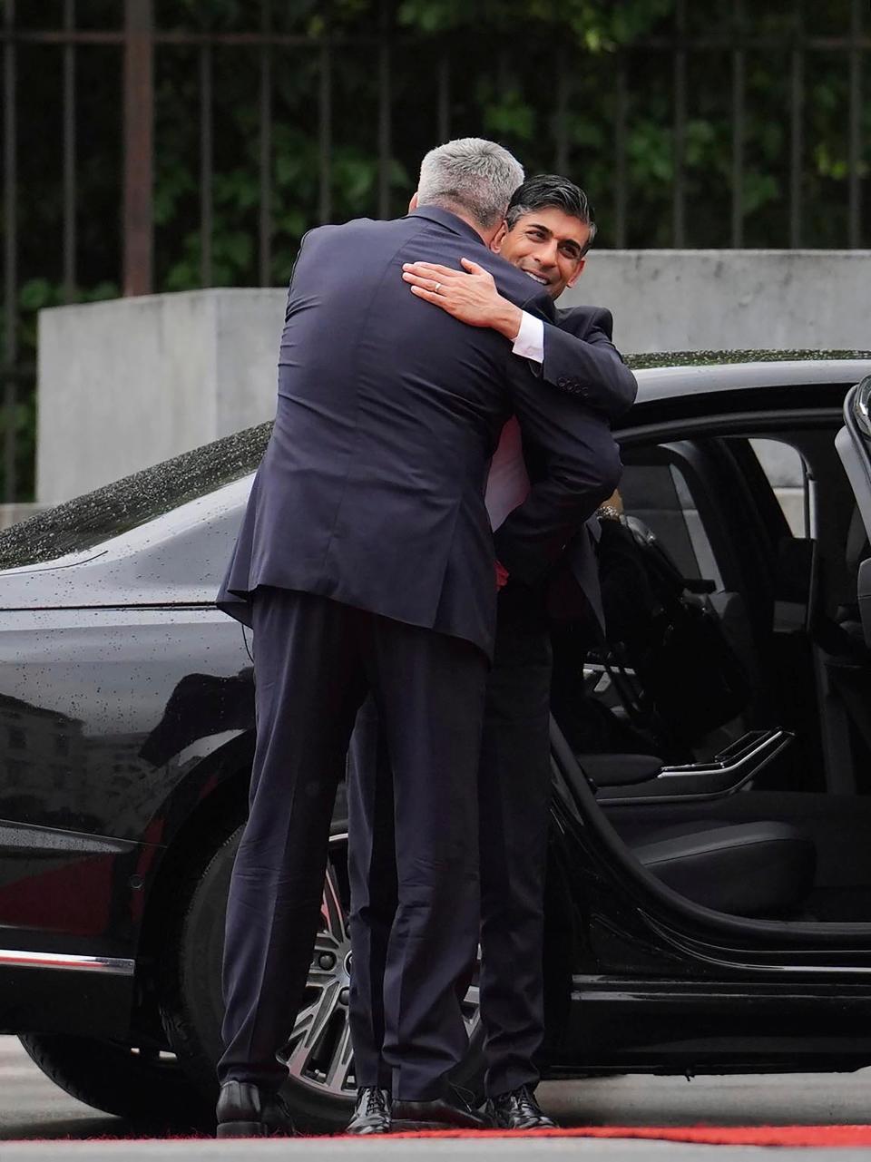 Austrian chancellor Karl Nehammer and prime minister Rishi Sunak (AP)