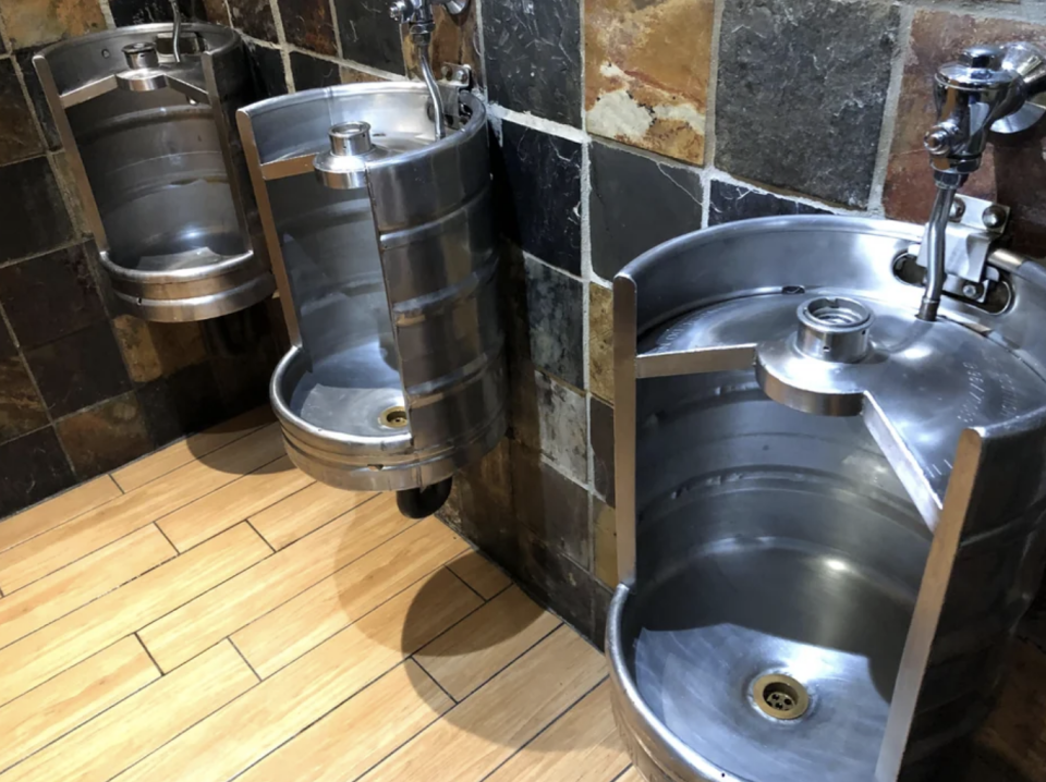Urinals made out of used kegs