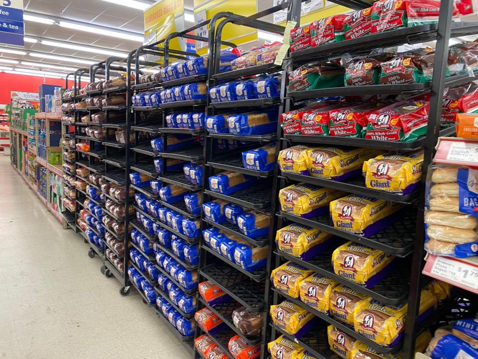 The bread sitting on carts at a save a lot