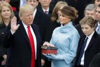 <p>On Inauguration Day, Melania stepped out in a slim-fitting powder blue suit and suede gloves <a rel="nofollow noopener" href="http://www.townandcountrymag.com/society/politics/news/a9292/what-trump-family-melania-wore-to-the-inauguration/" target="_blank" data-ylk="slk:reminiscent of what Jackie Kennedy wore to JFK's;elm:context_link;itc:0;sec:content-canvas" class="link ">reminiscent of what Jackie Kennedy wore to JFK's</a> swearing in ceremony in 1961.</p>