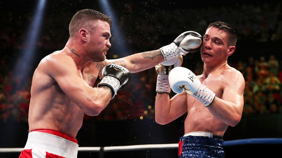 Dwight Ritchie (L) seen here fighting Aussie champion Tim Tszyu.