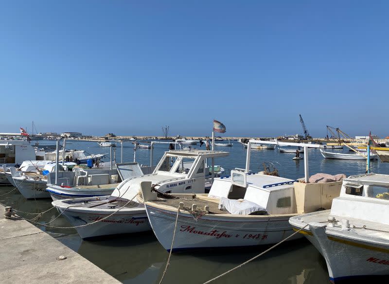 Boats are seen parked in Tripoli