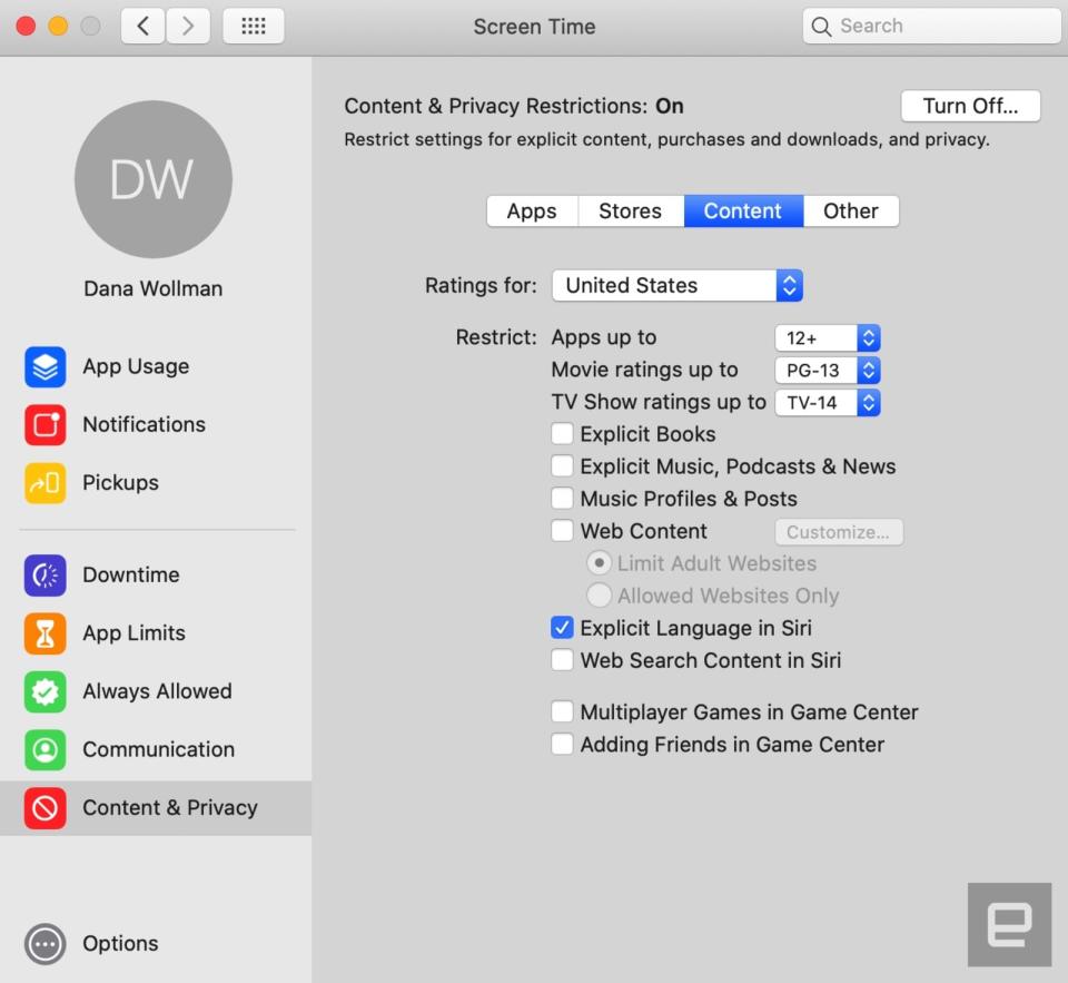 Screen Time in macOS Catalina