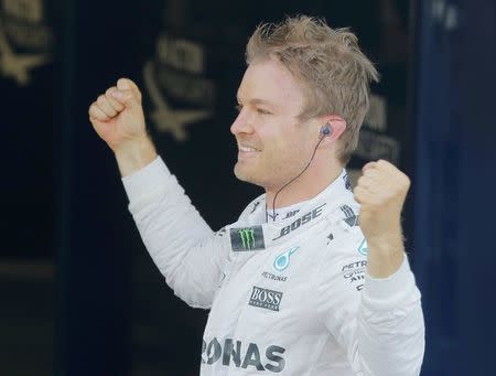 Formula One - Russian Grand Prix - Sochi, Russia - 1/5/16 - Mercedes F1 driver Nico Rosberg of Germany celebrates victory after the Russian Grand Prix. REUTERS/Maxim Shemetov