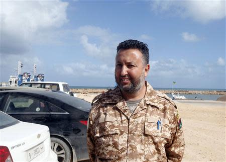 Former army officer Adel al-Falu speaks during an interview with Reuters in Zuwara 100 km (60 miles) west of Tripoli November 7, 2013. REUTERS/Ismail Zitouny