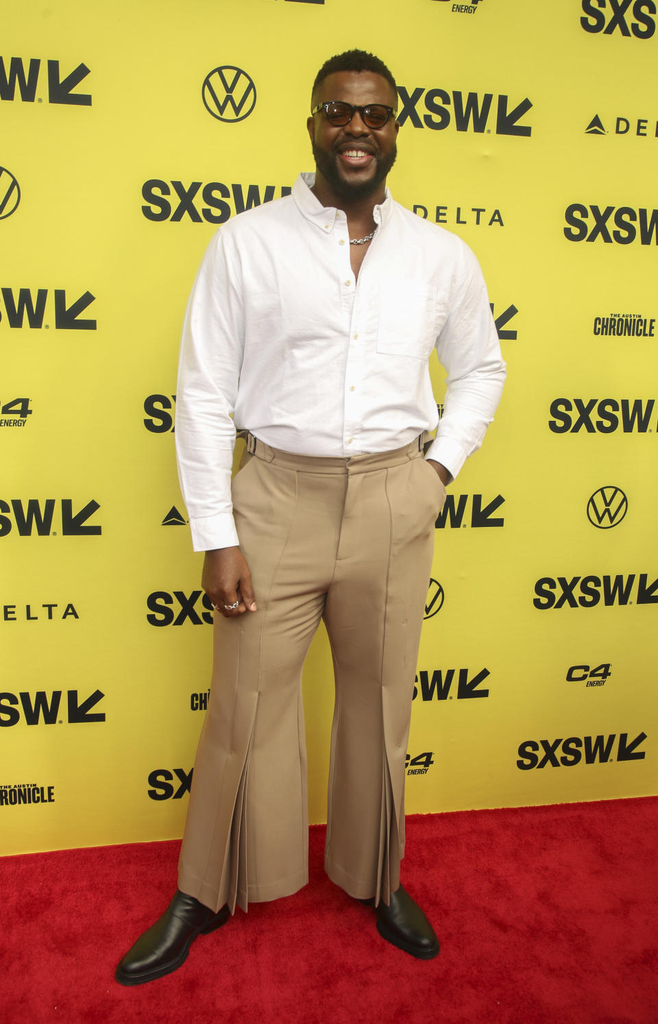 Winston Duke arrives for the world premiere of "The Fall Guy" at the Paramount Theatre during the South by Southwest Film Festival on Tuesday, March 12, 2024, in Austin, Texas. (Photo by Jack Plunkett/Invision/AP)