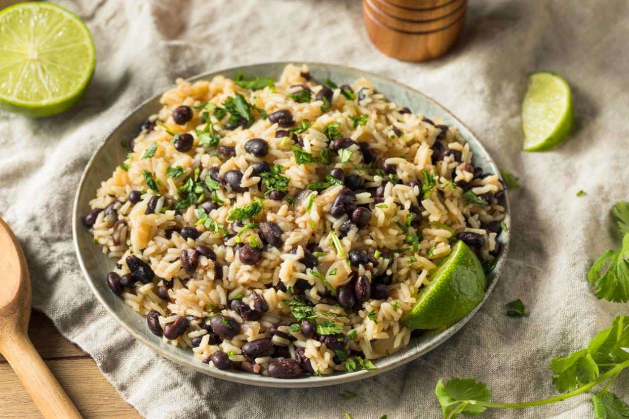 rice and beans with cilantro