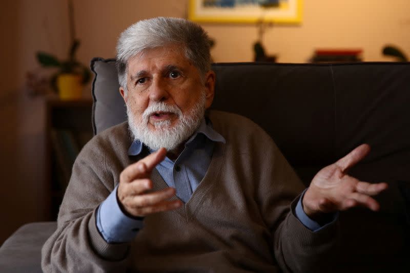 FILE PHOTO: Celso Amorim gives an interview in Sao Paulo