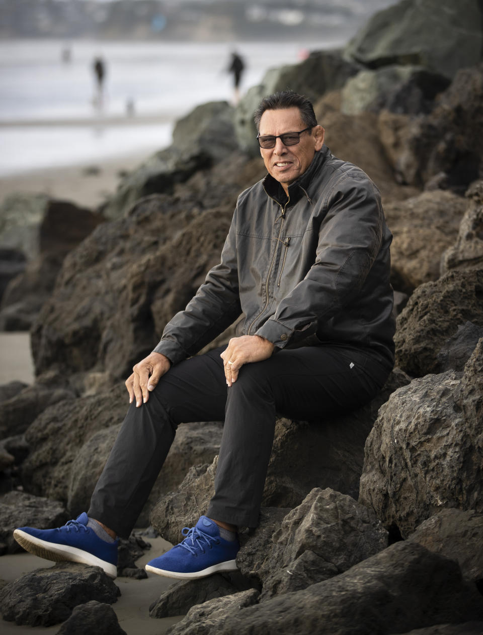 Retired All Blacks captain Wayne Shelford poses for a photo in Orewa north of Auckland, New Zealand, Saturday, June 5, 2021. The former All Blacks captain Wayne "Buck" Shelford has been knighted in the New Zealand civil honors list commemorating the Queen's Birthday public holiday. (Brett Phibbs/NZ Herald via AP)