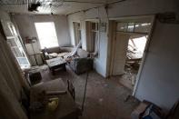 A house, which locals said was damaged during a recent shelling by Azeri forces, is pictured at the town of Martuni in the breakaway region of Nagorno-Karabakh