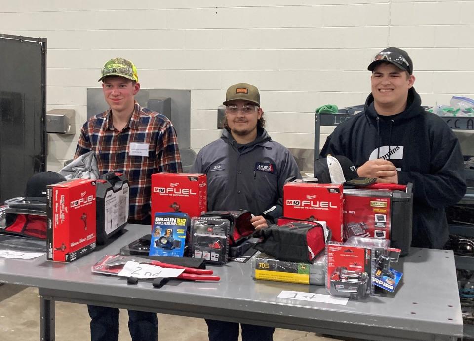 From left: Jacob Moore, Gavin Grifhorst, Zachary DeKliger.  Students in Careerline Tech Center's Diesel/Heavy Equipment Mechanics program earned top three places in a recent diesel technology competition.