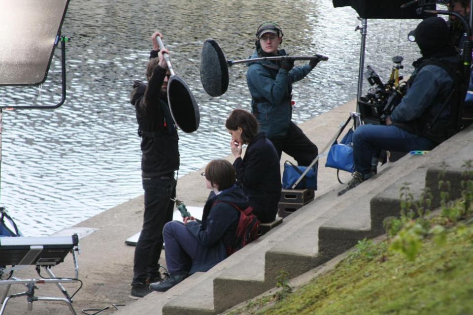 York Press: Laura Fraser filming a scene for Patience outside York City Rowing Club near the River Ouse on Friday