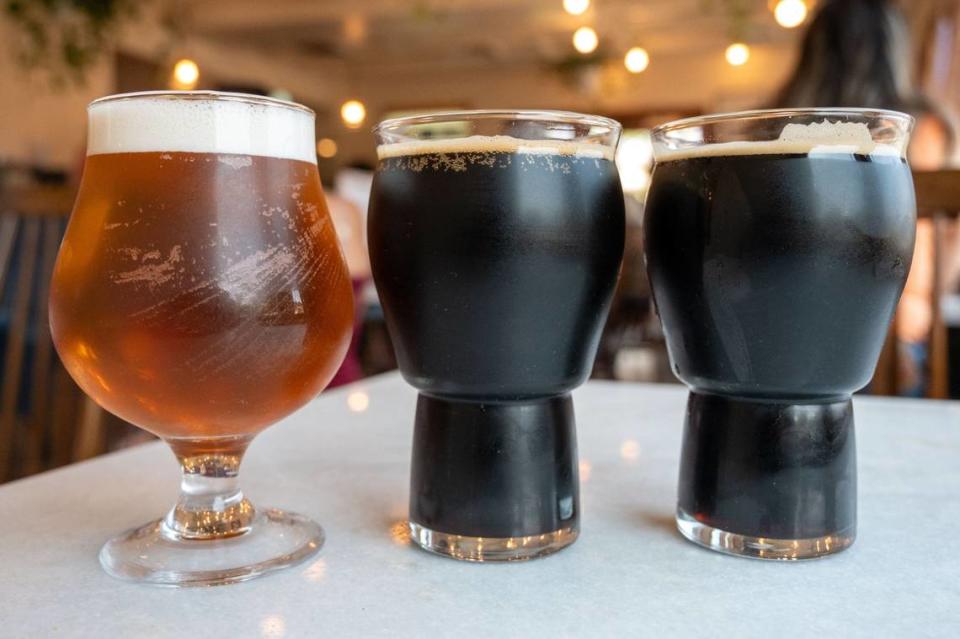 Vanilla cream ale, espresso stout and latte stout are available at Tule Coffeehouse in Elk Grove on Saturday, July 20, 2024. Cafe owner Leah Van Osten hopes to extend hours and add more alcoholic beverage items to the menu within the next month.