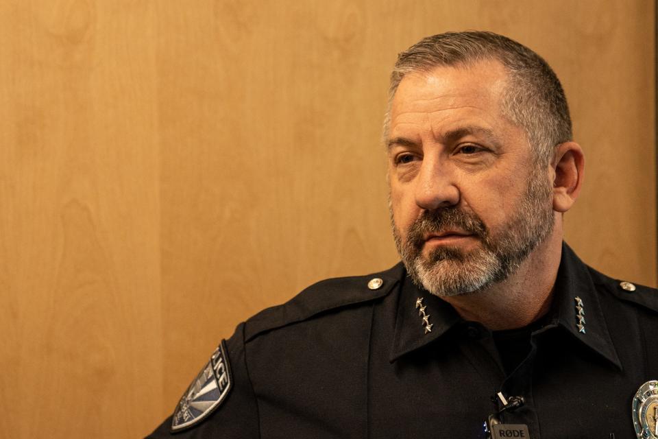 Gilbert Police Chief Michael Soelberg attends a news conference addressing teen violence at the department's headquarters in Gilbert on Jan. 18, 2024.