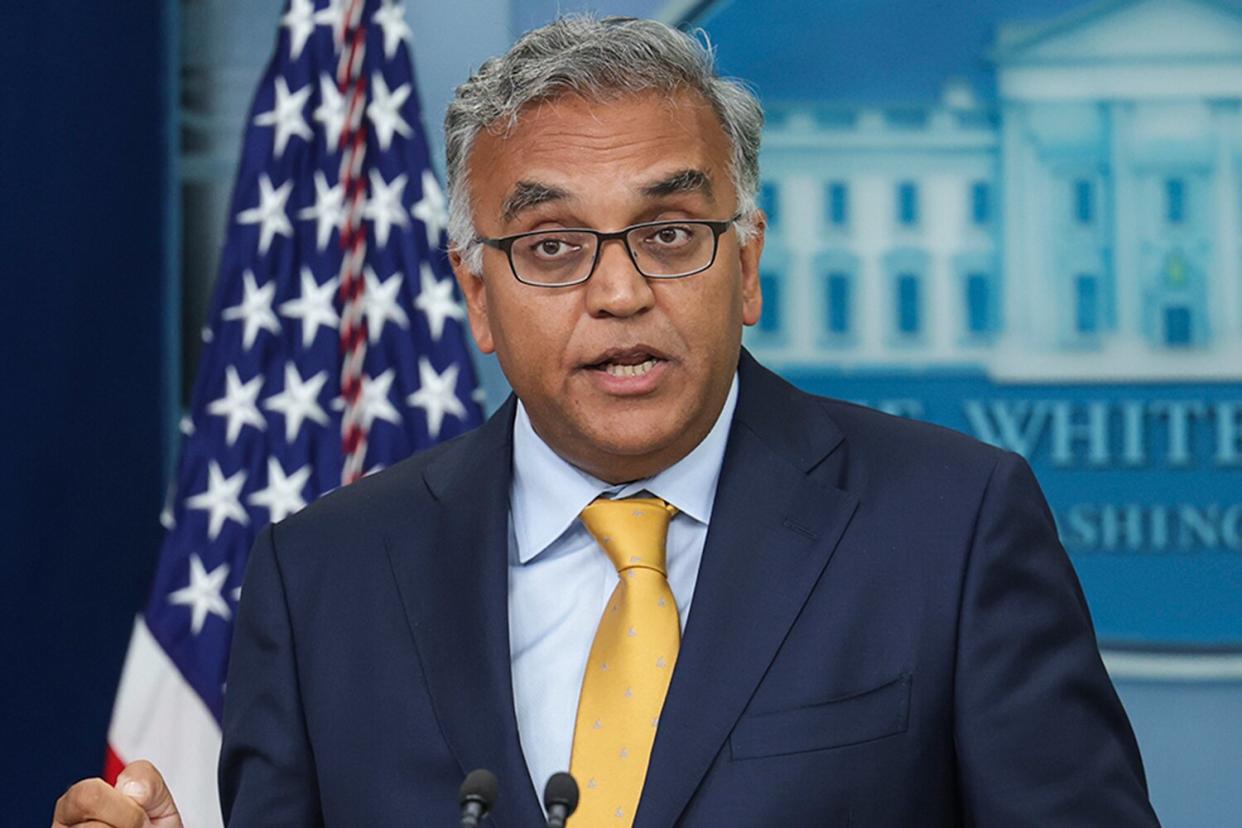 White House COVID-19 Response Coordinator Dr. Ashish Jha speaks at the daily press briefing at the White House on June 02, 2022 in Washington, DC. Jha spoke on COVID-19 vaccinations for children and highlighted Pfizer's recent request for FDA authorization for its vaccine for use in children five and under.