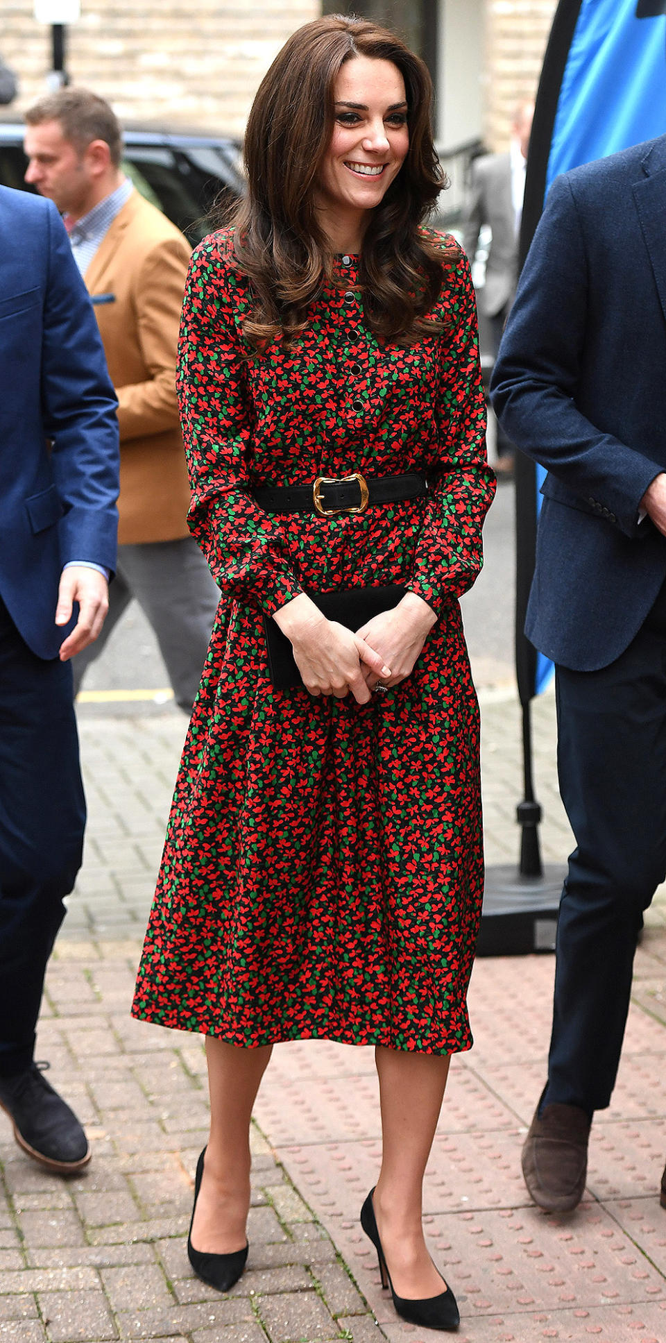 <p>Every girl needs a pair of black heels — and Kate is no exception. This suede style is a collaboration between shoe designer Stuart Weitzman and British brand Russell & Bromley. <strong>Buy it!</strong> Stuart Weitzman/Russell & Bromley Plunge Heels, $295; <span>russellandbromley.co.uk</span> <strong>Look for less:</strong> Sam Edelman Hazel Pointy Toe Pump, $120; <span>nordstrom.com</span></p>