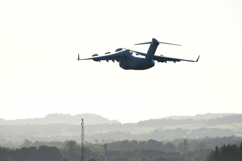 A Royal Air Force C-17 aircraft has headed for Egypt loaded with aid for Palestinians in Gaza (Victoria Stewart/Daily Record) (PA Archive)