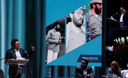 Colombia's Marxist FARC rebel commander Ivan Marquez speaks during the installation of the National Congress of the FARC in Bogota, Colombia August 27, 2017. REUTERS/Jaime Saldarriaga