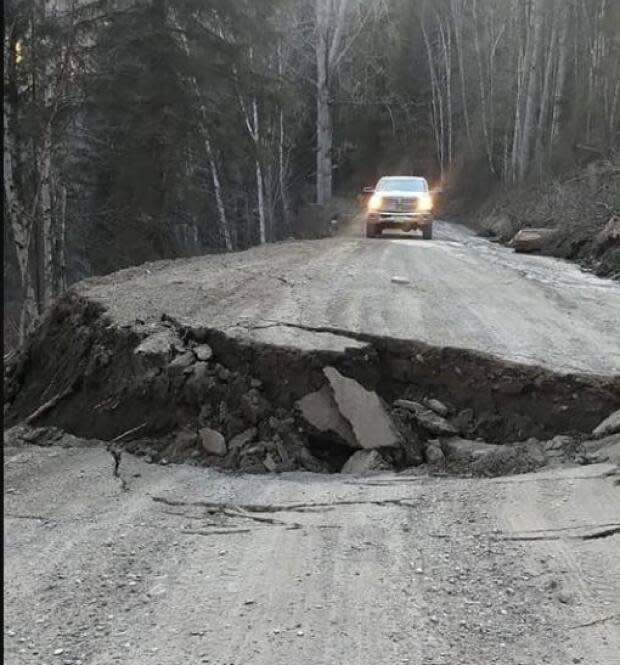 Hixon, B.C., resident Carolyn Dobbs-Sutherland says she cannot use the Quesnel-Hixon Road to drive to Quesnel because of the severe damage caused by washouts.