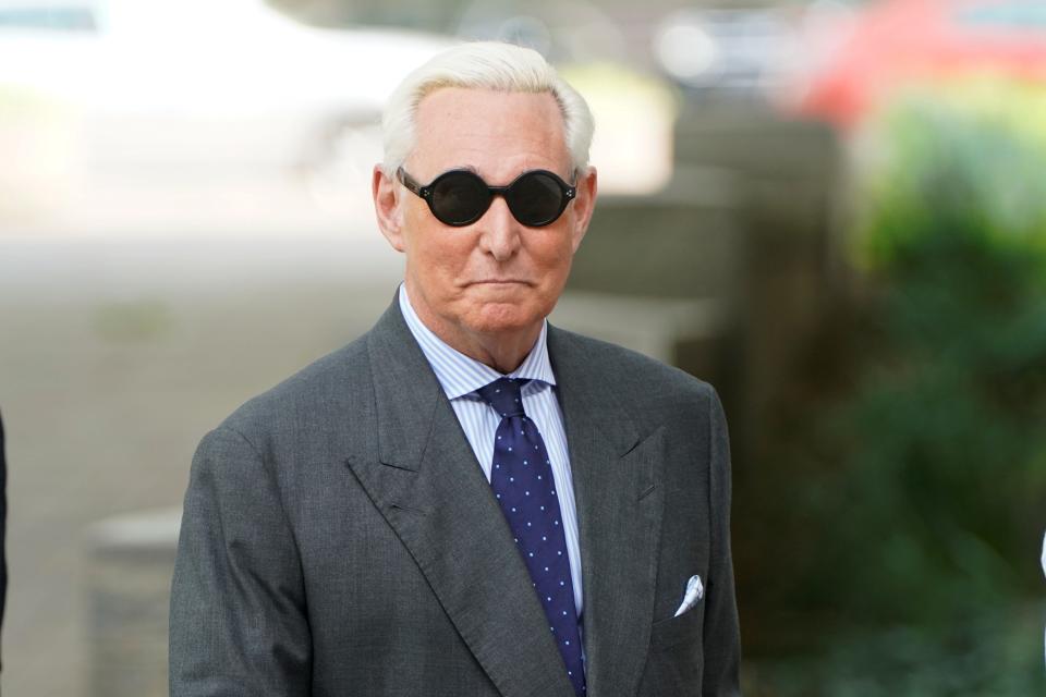 Roger Stone, longtime political ally of U.S. President Donald Trump, arrives for a status hearing in the criminal case against him brought by Special Counsel Robert Mueller at U.S. District Court in Washington, U.S., April 30, 2019. REUTERS/Joshua Robertsle