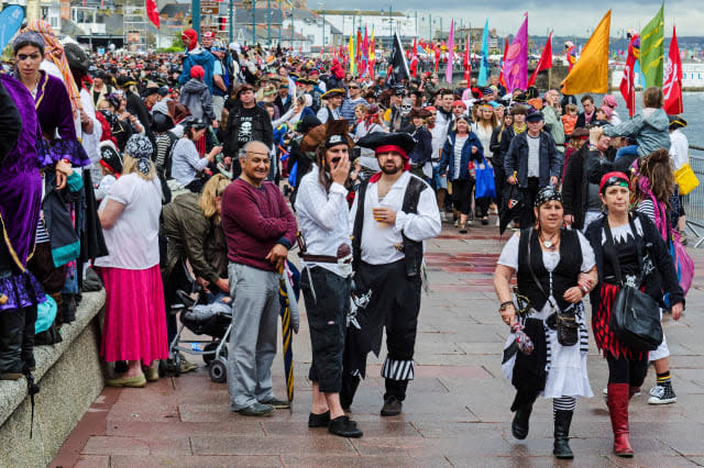 Penzance, Cornwall, UK 26th,May 2014, More than 14,000 Pirates gathered in Penzance today at an attempt to break the world recor