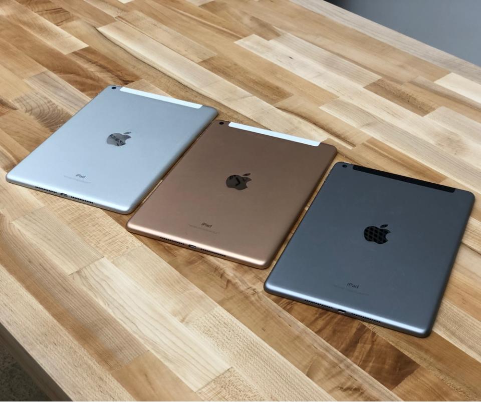 The new iPad is available in silver, gold and space gray.