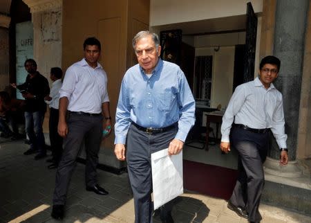 Ratan Tata, interim chairman of India's Tata group, leaves his office building in Mumbai, India October 27, 2016. REUTERS/Shailesh Andrade