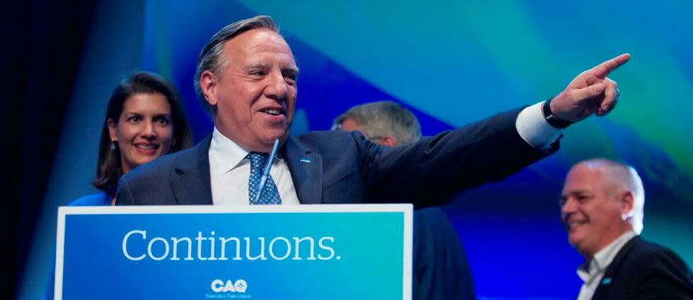 François Legault défend une position nationaliste sans pour autant réclamer l'indépendance du Québec.  - Credit:ALEXIS AUBIN / AFP