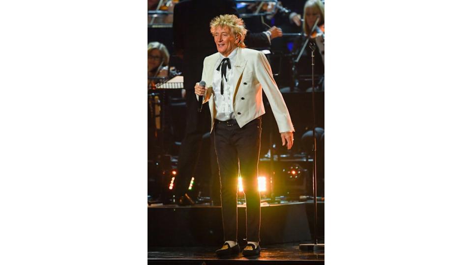 Rod Stewart in white suit