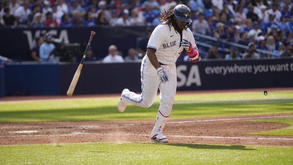 Vladimir Guerrero Jr. seems to be ending 2023 on a high note.(Mark Blinch/Getty Images)