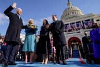 <p>Joe Biden is sworn in as the 46th president of the United States by Chief Justice John Roberts, as Jill Biden and their children Ashley and Hunter look on. </p>