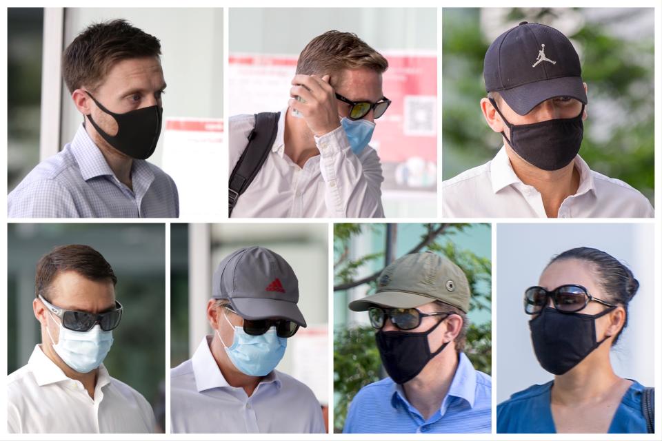 Clockwise from top left: Neil Gordon Buchan, Joseph William Poynter, James Titus Beatt, Bao Nguyen Brown, Jeffrey George Brown, Michael Czerny and Perry Scott Blair. (PHOTOS: Dhany Osman / Yahoo News Singapore)