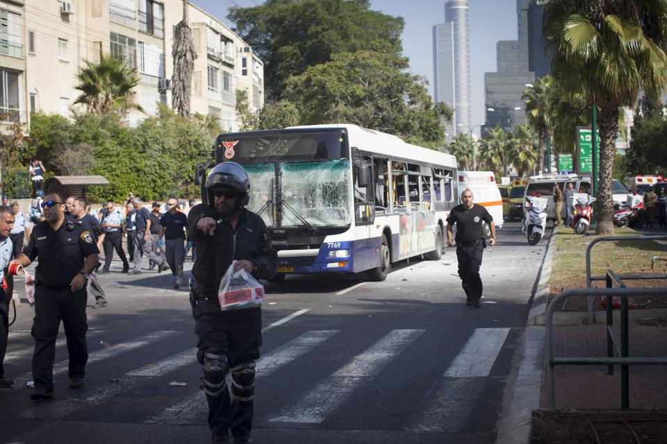 Bomb Blast On Bus In Tel Aviv