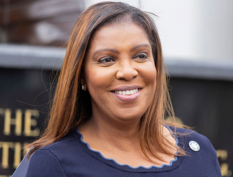 FILE PHOTO: New York State Attorney General Letitia James smiles during an endorsement for governor event