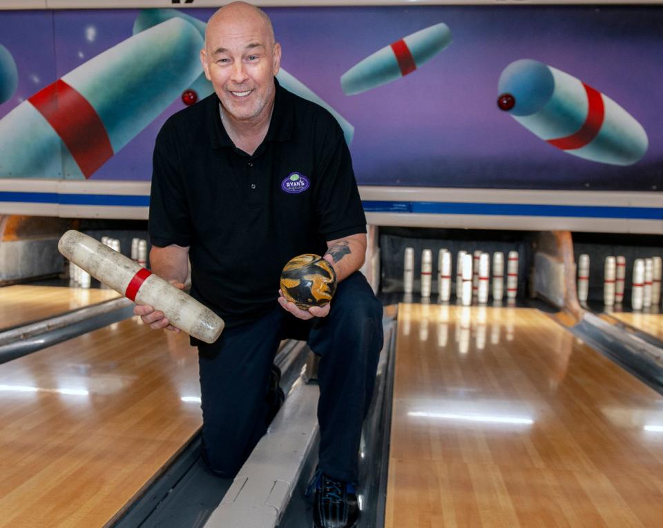Steve Renaud will be inducted into the International Bowling Hall of Fame, here pictured at Ryan Family Amusements in Millis, Oct. 18, 2023.