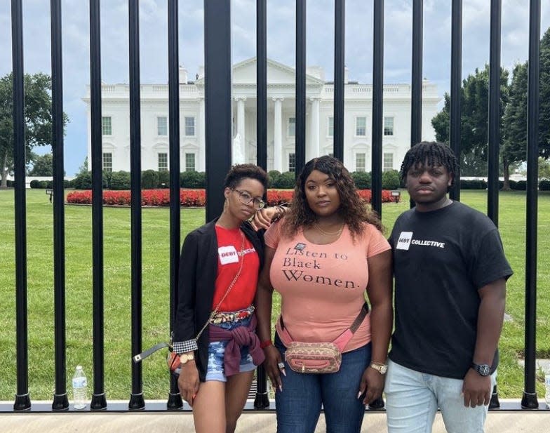 Dr. Brooks and other members of the Debt Collective outside of the White House.