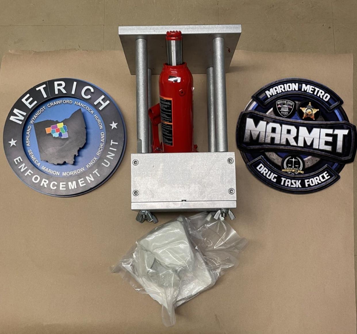 Agents from the MARMET Drug Task Force, the Cleveland and Cincinnati offices of the FBI, and local law enforcement agencies seized 941 grams of fentanyl during raids of four locations in Marion and Morrow counties on Wednesday, March 15, 2023. Authorities arrested one man who is being held at the Multi-County Correctional Center in Marion.