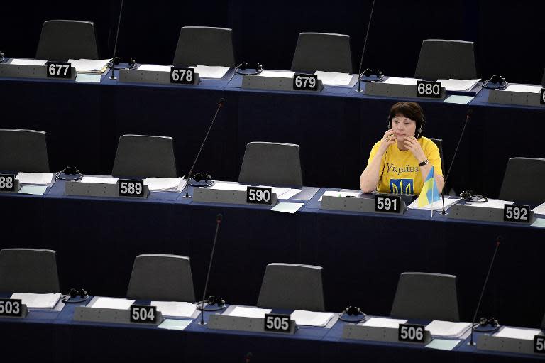 Latvian MEP Sandra Kalniete at the European Parliament, on March 12, 2014 in Strasbourg