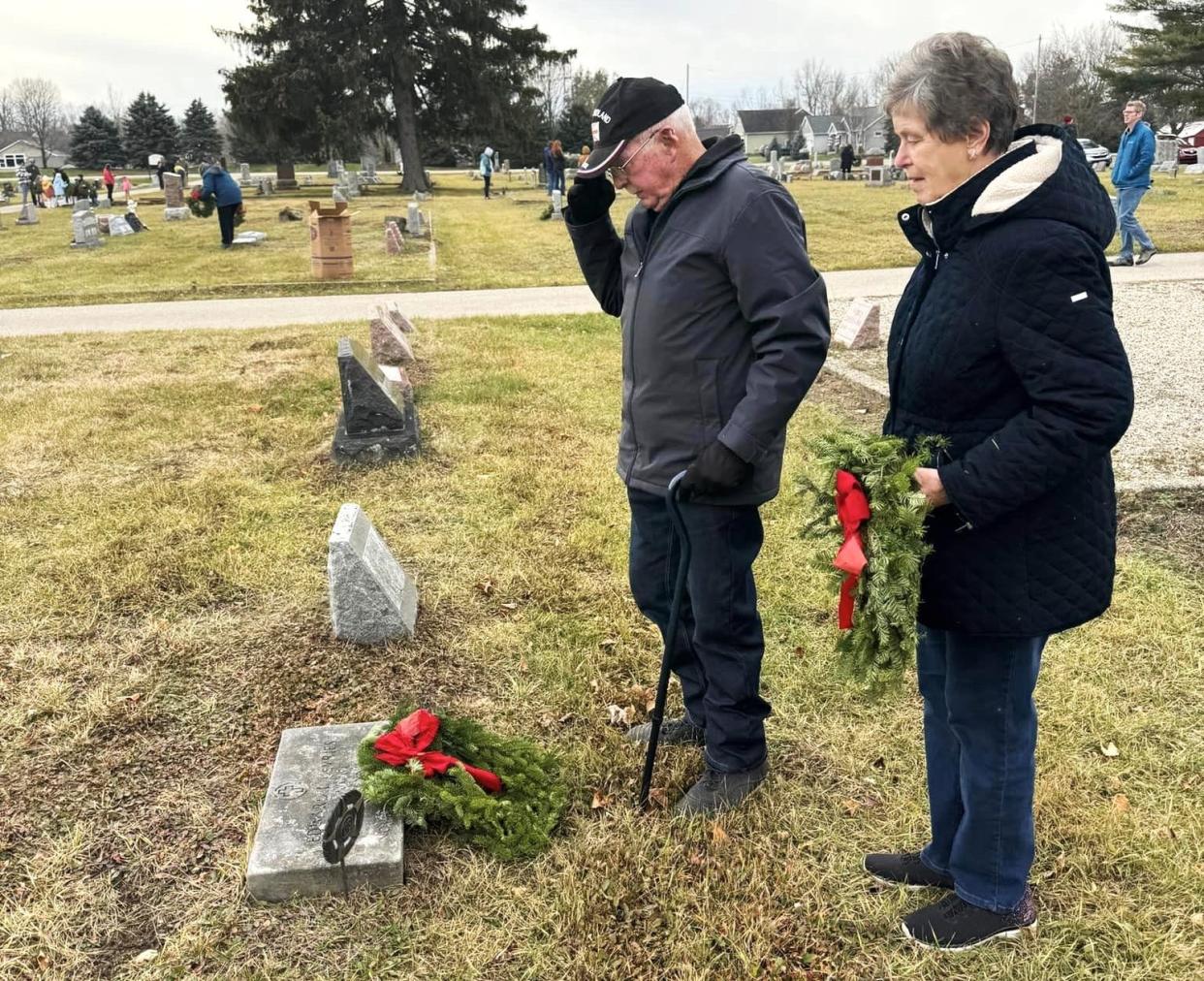 Members of the Elizabeth Schuyler Hamilton Chapter of the Daughters of the American Revolution recently laid wreaths on the gravesites of 58 veterans at West Drenthe Cemetery in Zeeland.