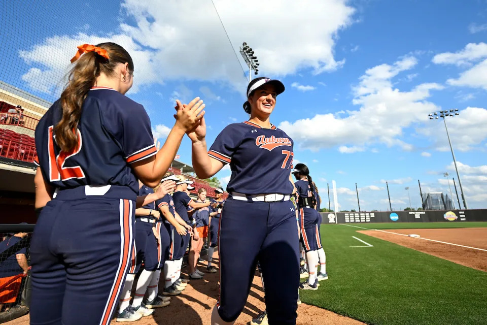 Bri Ellis (77) during the game between the South Carolina Gamecocks and the Auburn Tigers at Beckham Field in Columbia, SC on Friday, Apr 28, 2023.<br>Jamie Holt/Auburn Tigers