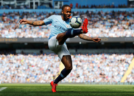 Soccer Football - Premier League - Manchester City v Tottenham Hotspur - Etihad Stadium, Manchester, Britain - April 20, 2019 Manchester City's Raheem Sterling in action REUTERS/Phil Noble