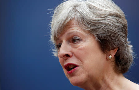 Britain's Prime Minister Theresa May arrives at an EU summit in Brussels, Belgium, October 17, 2017. REUTERS/Dario Pignatelli