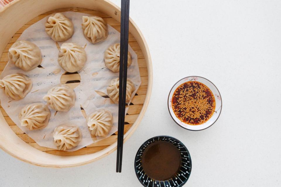 Yagi's Dump Truck dumplings and signature sauces. 