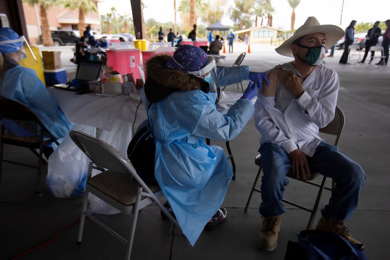 Farmworkers are vaccinated for the coronavirus disease (COVID-19) in California