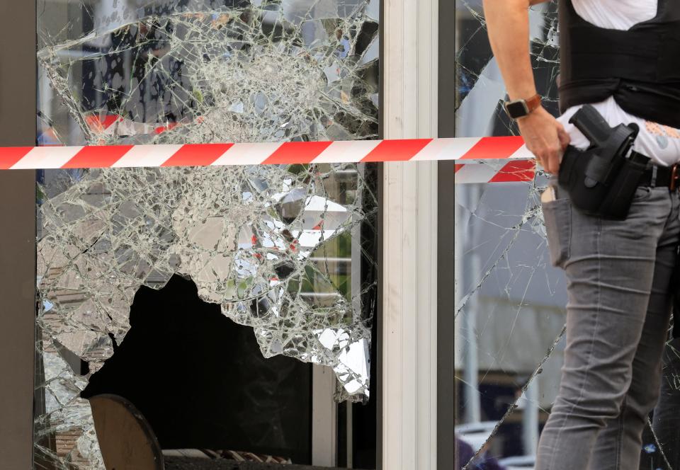 Aftermath after clashes break out between protesters and police in Mons-en-Baroeul northern France (Reuters)