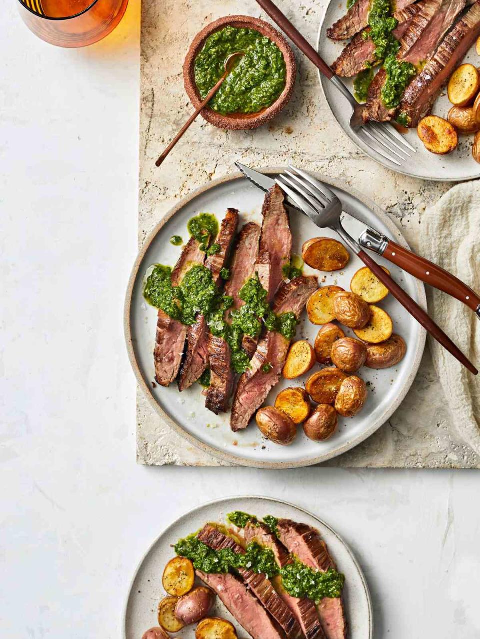 Pan-Seared Flank Steak with Herb Sauce