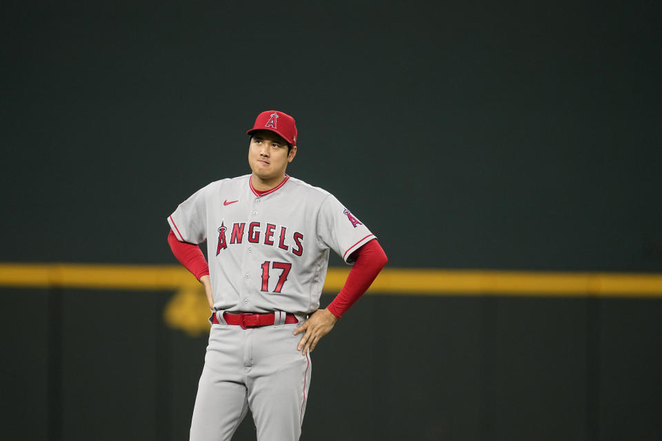 Shohei Ohtani continues to watch the Angels plummet in the standings. (AP Photo/Tony Gutierrez)