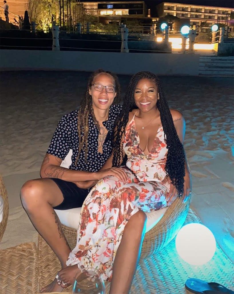 Griner and her wife, Cherelle; the couple are now expecting a baby.